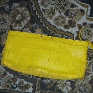 Yellow Fringe Women's Clutch Bag - Fashionable Fringe Design